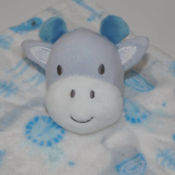 Baby Kiss White Blue Gray Giraffe Plush Security Blanket Baby lovey Nunu Soother - Picture 2 of 6
